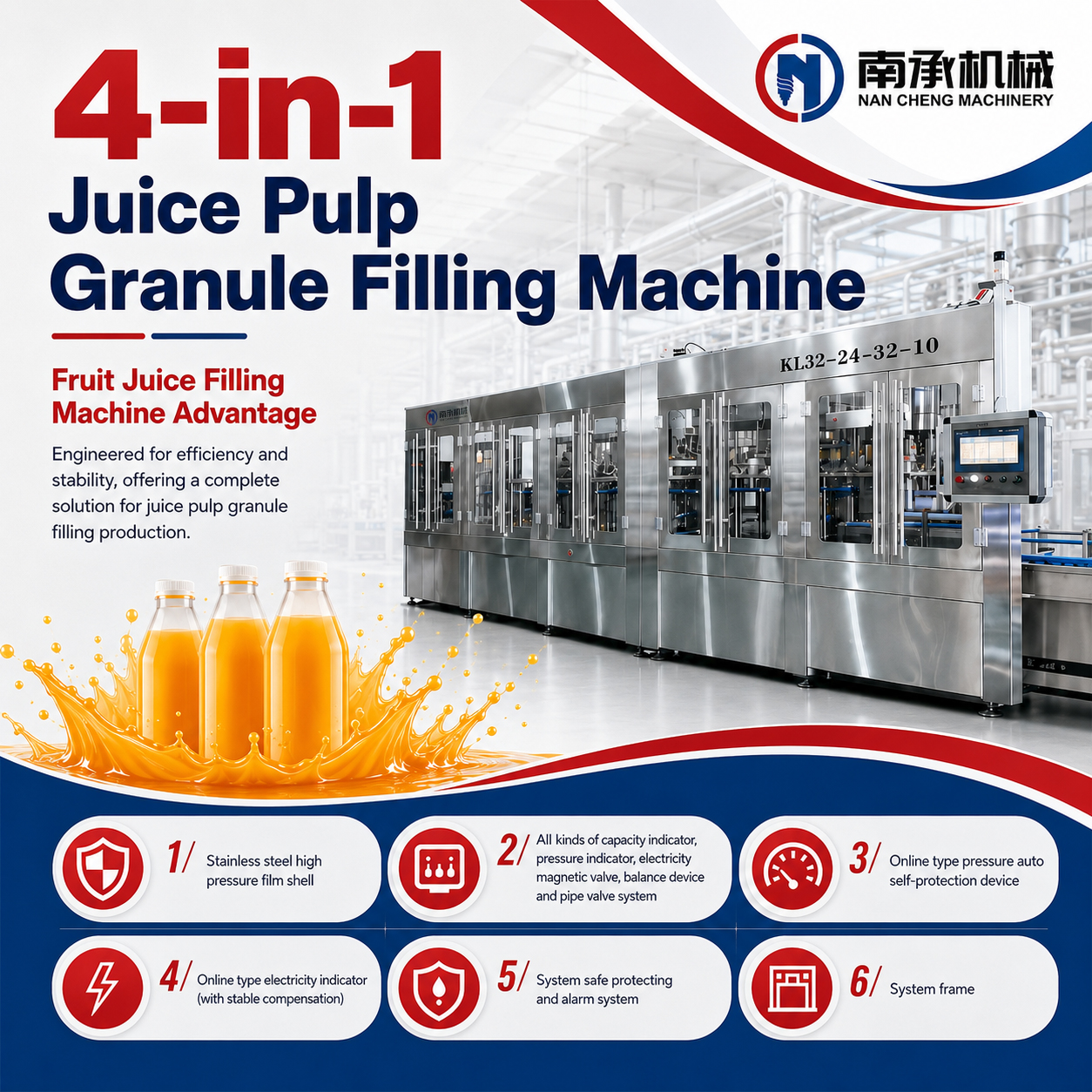 4-in-1 Juice Pulp Granule Filling Machine
